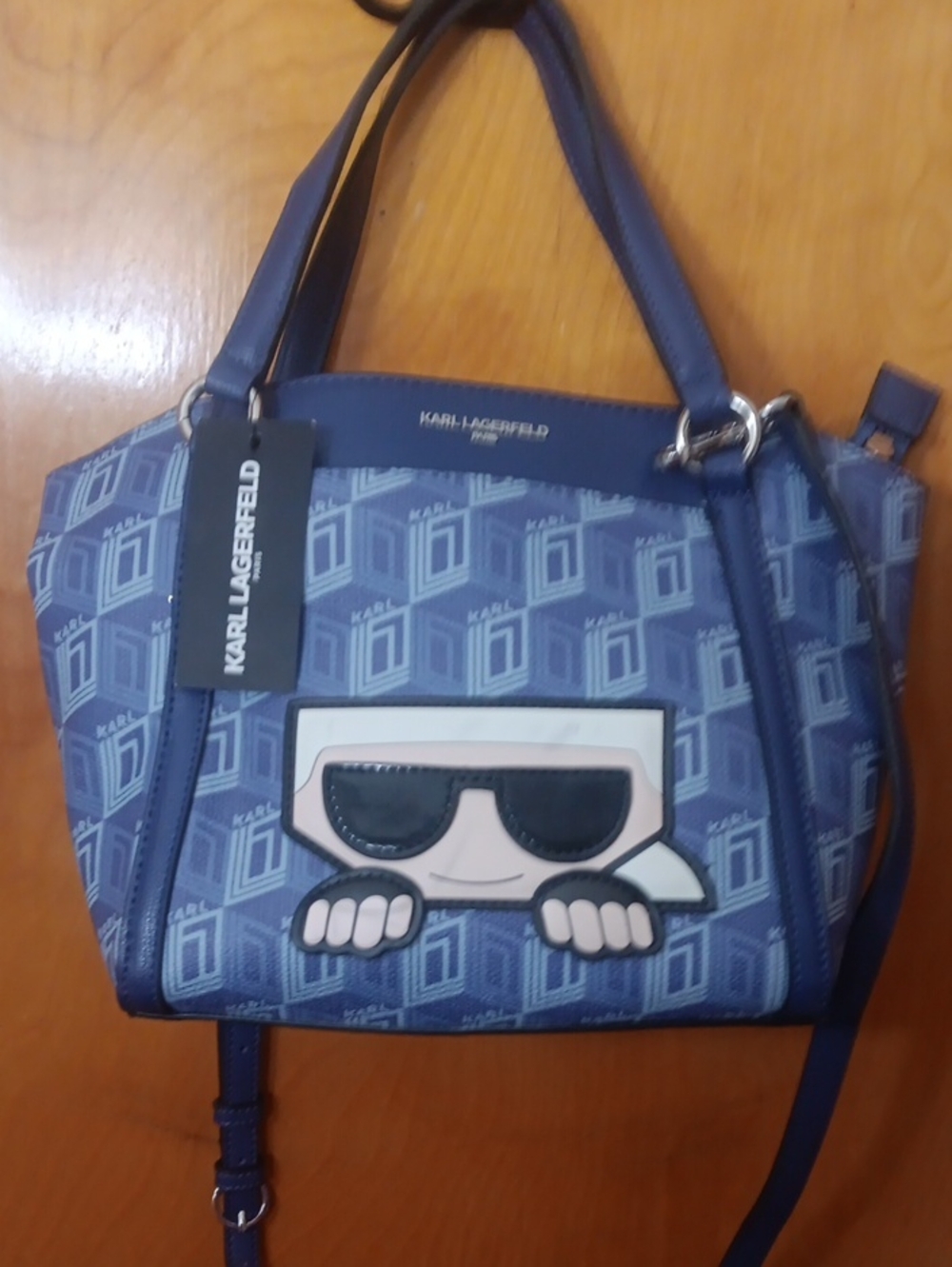 Karl Lagerfeld Navy Blue Logo Satchel with Karl Icon